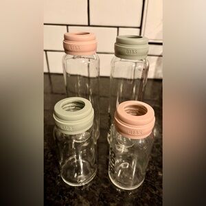 Bibs Glass Baby Bottles - Pink and Green